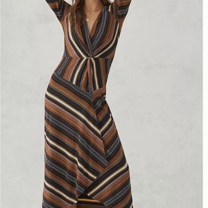 Anthropologie Maeve Striped Wrap Midi Dress